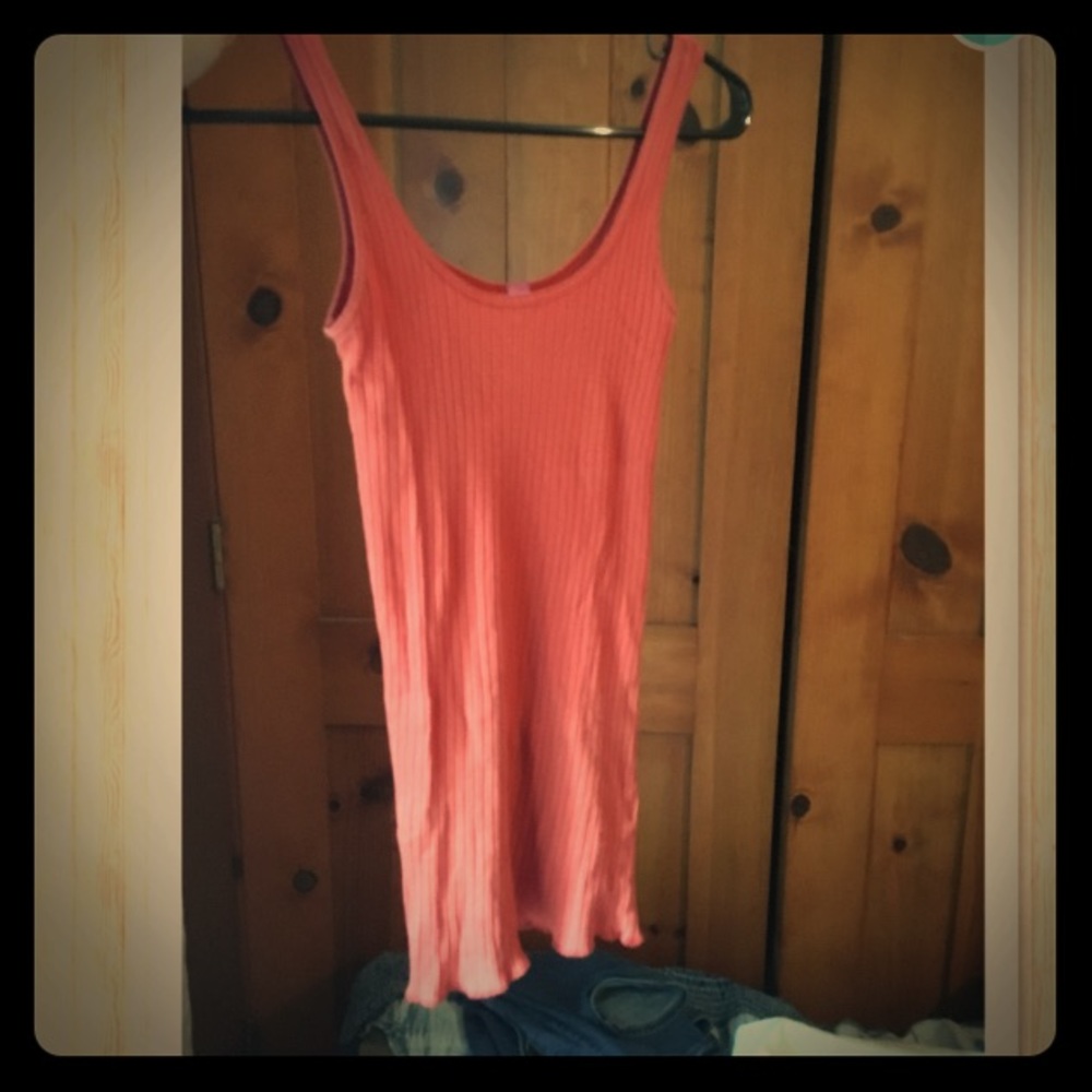100% cotton orange ribbed tank